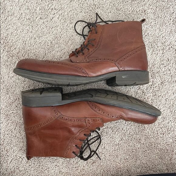 Stafford brown leather brogue wingtip dress boots Men’s 9 lace up ankle main image 6